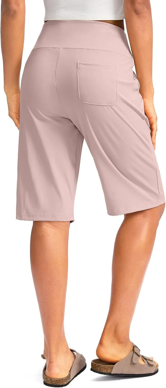 G Gradual Women's 12" Bermuda Long Shorts with Pockets High Waisted Stretch Knee Length Shorts for Women Summer Walking