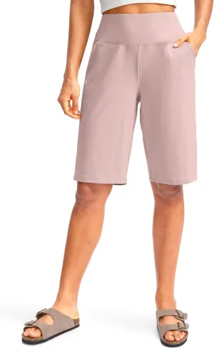 G Gradual Women's 12" Bermuda Long Shorts with Pockets High Waisted Stretch Knee Length Shorts for Women Summer Walking