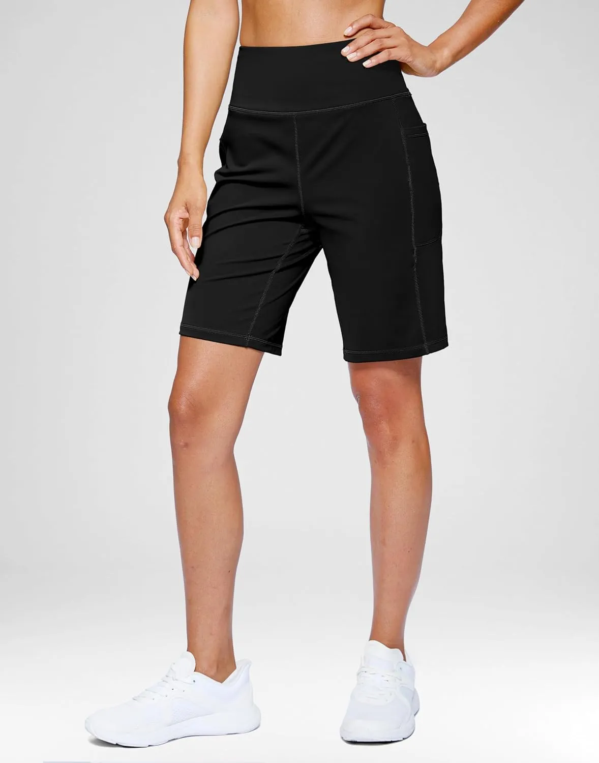 G Gradual Women's 9" Bermuda Long Shorts with Pockets High Waisted Athletic Knee Length Shorts for Women Walking Workout