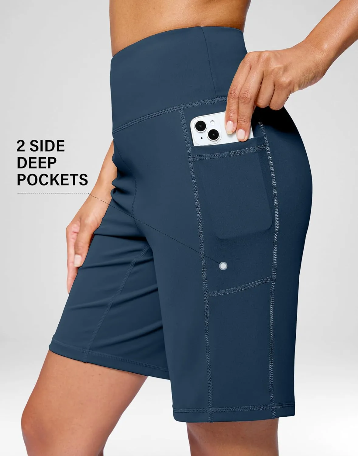 G Gradual Women's 9" Bermuda Long Shorts with Pockets High Waisted Athletic Knee Length Shorts for Women Walking Workout