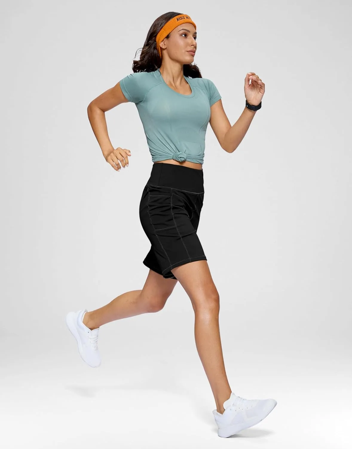 G Gradual Women's 9" Bermuda Long Shorts with Pockets High Waisted Athletic Knee Length Shorts for Women Walking Workout