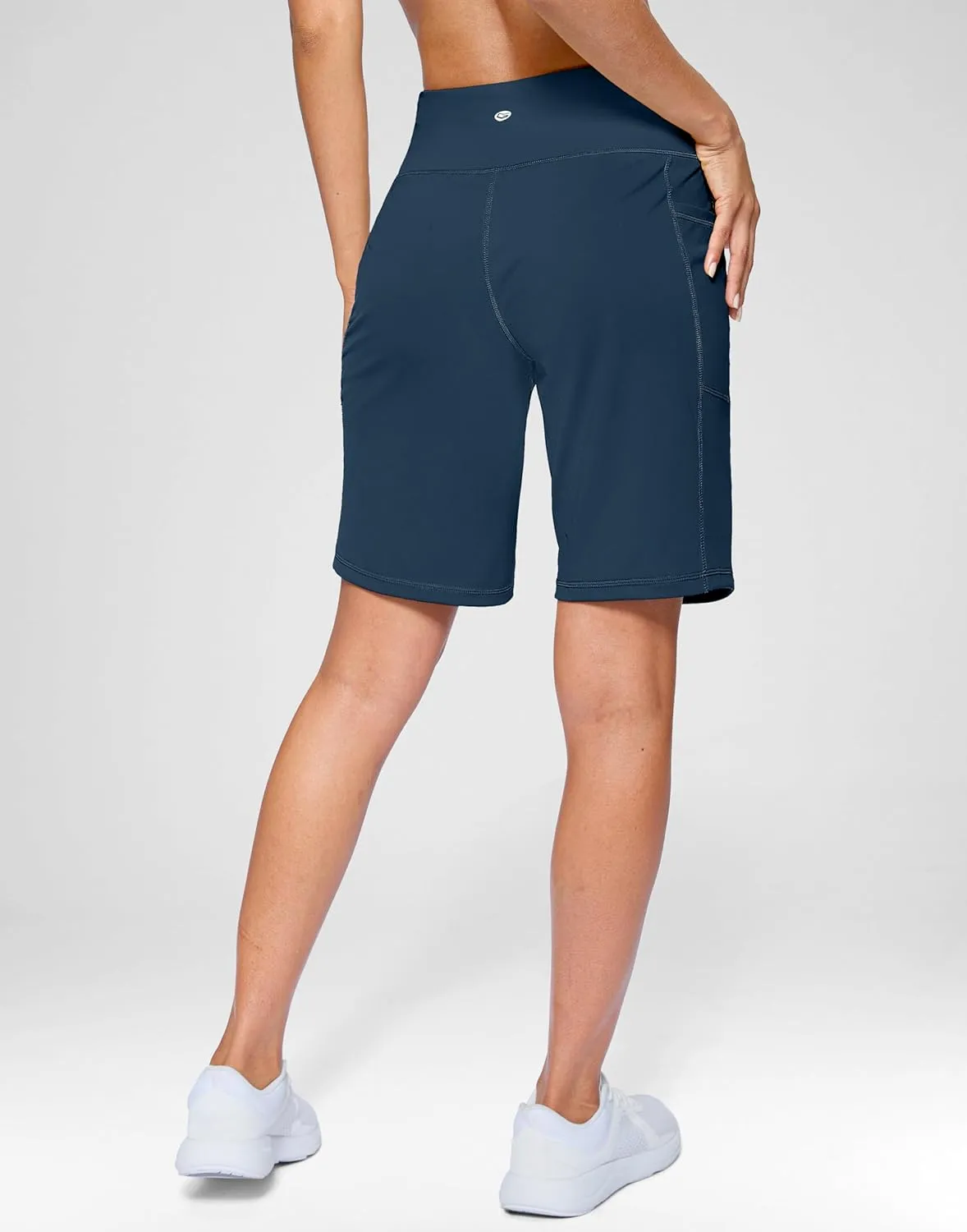 G Gradual Women's 9" Bermuda Long Shorts with Pockets High Waisted Athletic Knee Length Shorts for Women Walking Workout