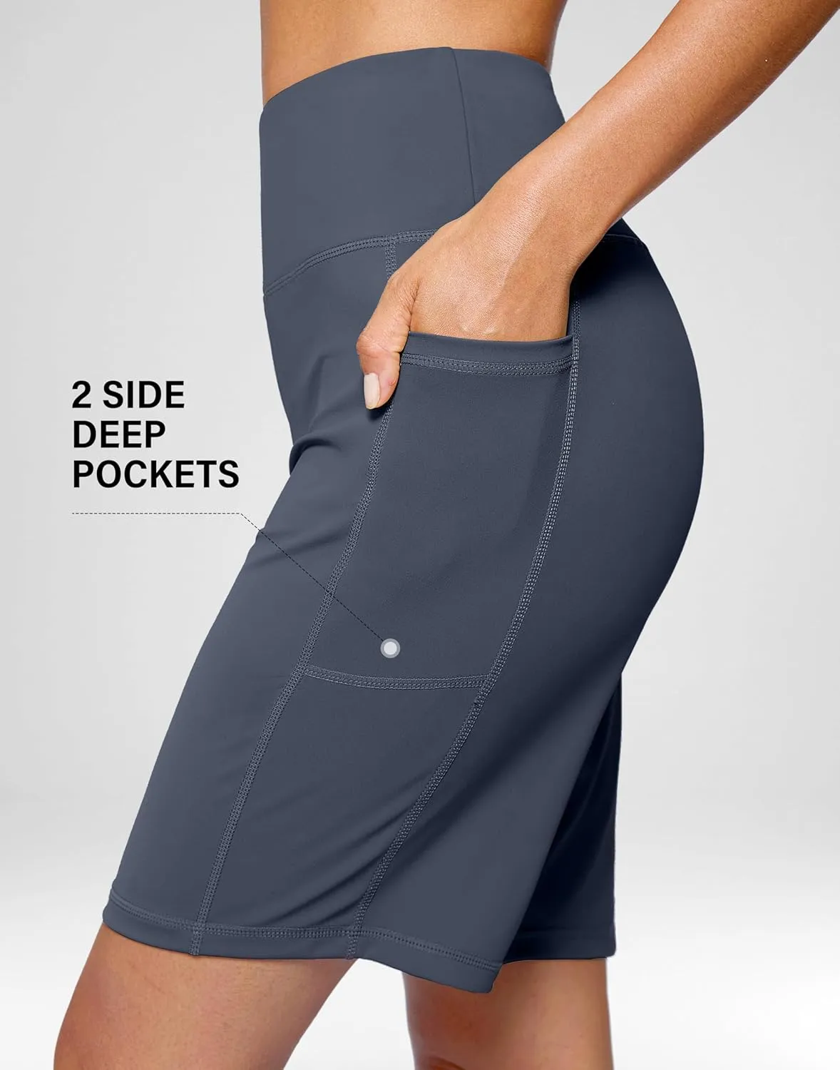 G Gradual Women's 9" Bermuda Long Shorts with Pockets High Waisted Athletic Knee Length Shorts for Women Walking Workout