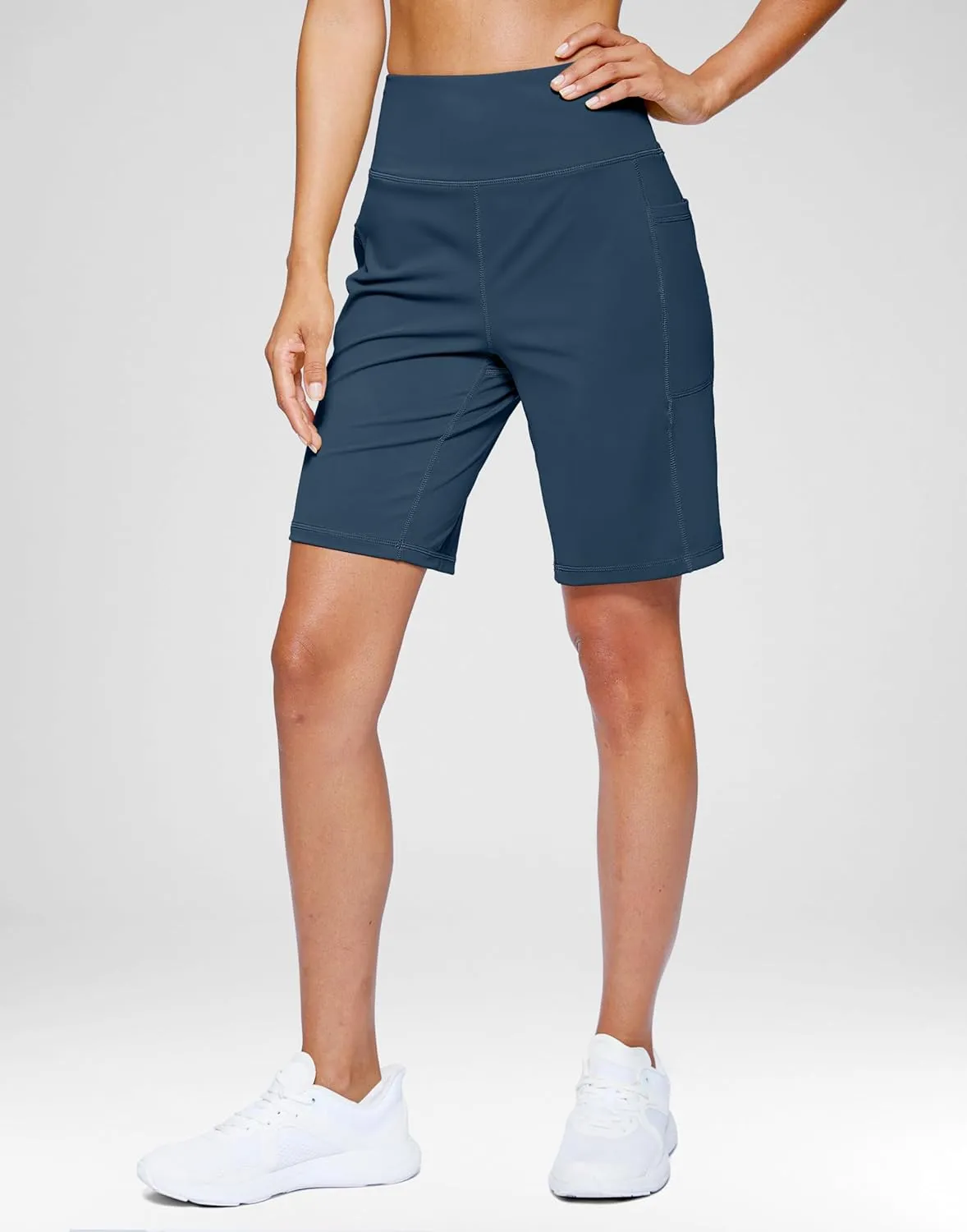 G Gradual Women's 9" Bermuda Long Shorts with Pockets High Waisted Athletic Knee Length Shorts for Women Walking Workout