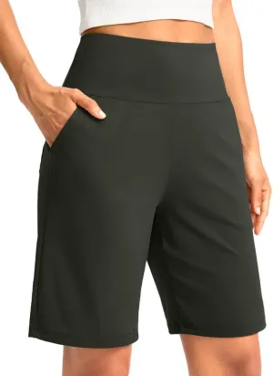 G Gradual Women's Bermuda Long Shorts with Pockets High Waisted Knee Length Shorts for Women Walking Athletic Workout