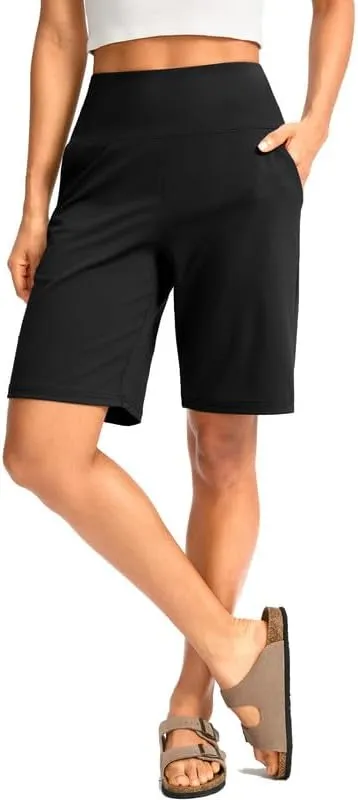 G Gradual Women's Bermuda Long Shorts with Pockets High Waisted Knee Length Shorts for Women Walking Athletic Workout