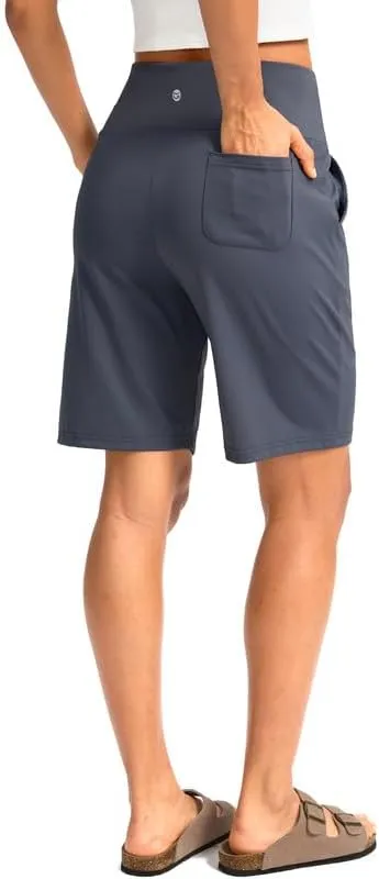 G Gradual Women's Bermuda Long Shorts with Pockets High Waisted Knee Length Shorts for Women Walking Athletic Workout