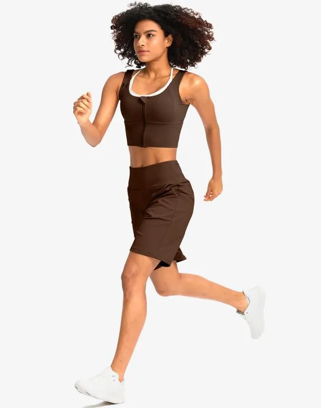 G Gradual Women's Bermuda Long Shorts with Pockets High Waisted Knee Length Shorts for Women Walking Athletic Workout