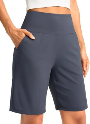G Gradual Women's Bermuda Long Shorts with Pockets High Waisted Knee Length Shorts for Women Walking Athletic Workout
