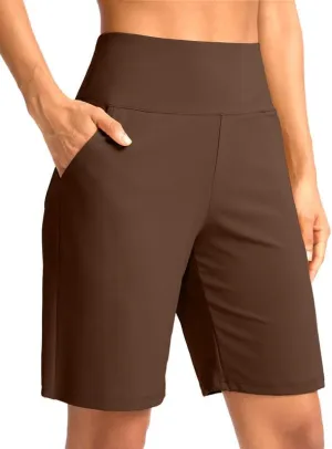 G Gradual Women's Bermuda Long Shorts with Pockets High Waisted Knee Length Shorts for Women Walking Athletic Workout