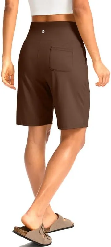 G Gradual Women's Bermuda Long Shorts with Pockets High Waisted Knee Length Shorts for Women Walking Athletic Workout