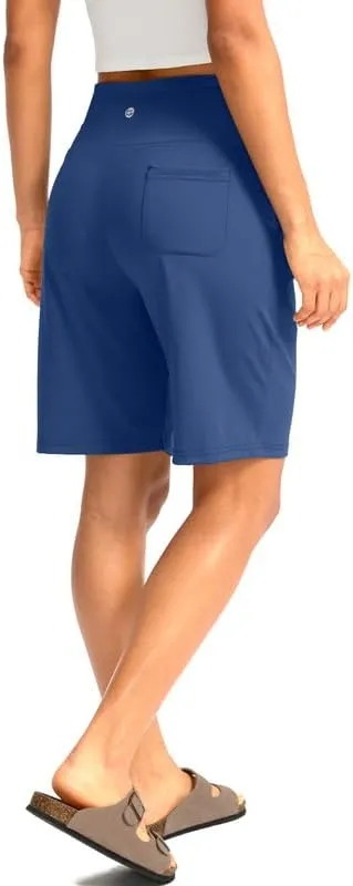 G Gradual Women's Bermuda Long Shorts with Pockets High Waisted Knee Length Shorts for Women Walking Athletic Workout