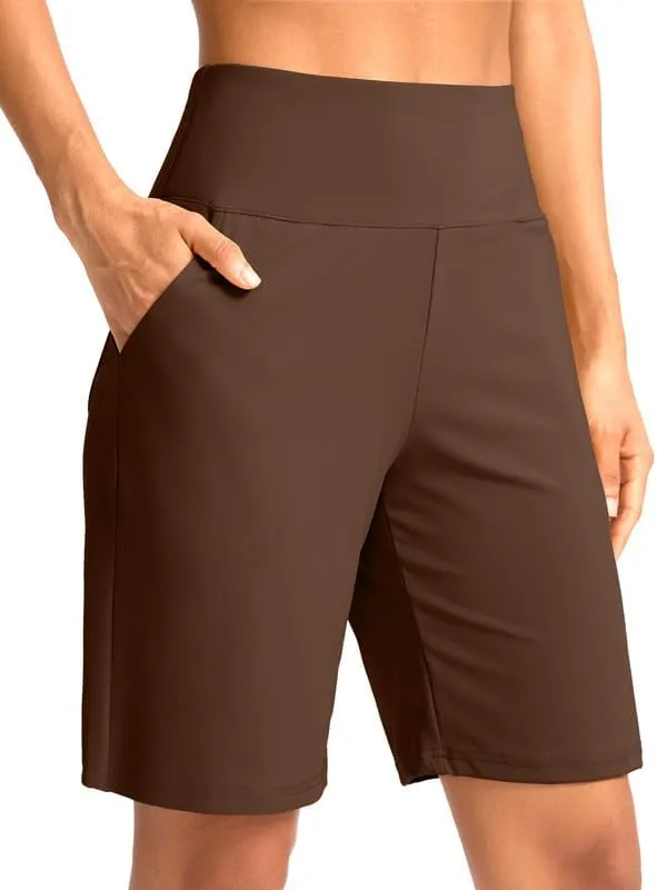 G Gradual Women's Bermuda Long Shorts with Pockets High Waisted Knee Length Shorts for Women Walking Athletic Workout