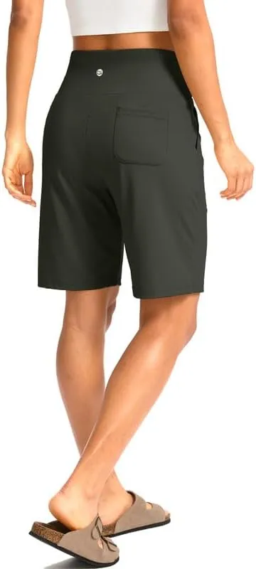 G Gradual Women's Bermuda Long Shorts with Pockets High Waisted Knee Length Shorts for Women Walking Athletic Workout