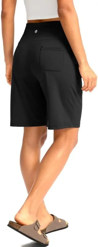 G Gradual Women's Bermuda Long Shorts with Pockets High Waisted Knee Length Shorts for Women Walking Athletic Workout