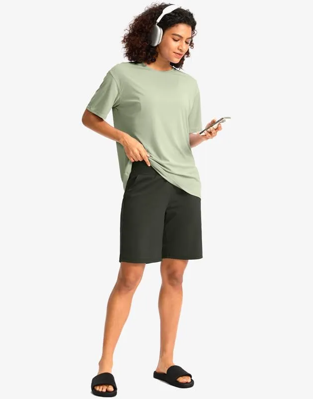 G Gradual Women's Bermuda Long Shorts with Pockets High Waisted Knee Length Shorts for Women Walking Athletic Workout