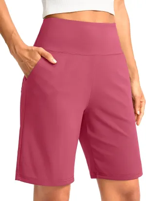 G Gradual Women's Bermuda Long Shorts with Pockets High Waisted Knee Length Shorts for Women Walking Athletic Workout