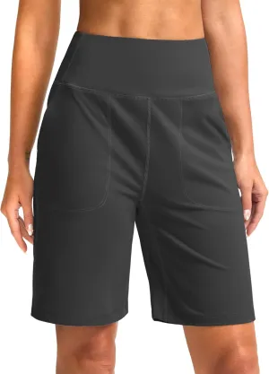 G Gradual Womens Shorts 9" Bermuda Shorts 2 Big Pockets High Waisted Long Knee Length Shorts for Yoga Athletic Workout Casual