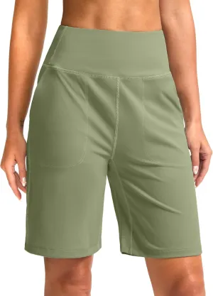 G Gradual Womens Shorts 9" Bermuda Shorts 2 Big Pockets High Waisted Long Knee Length Shorts for Yoga Athletic Workout Casual