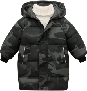 Girls Boys Winter Outerwear Hooded Down Coat Packable Lightweight Warm Puffer Down Jacket with F𝘂r Trimmed Hood