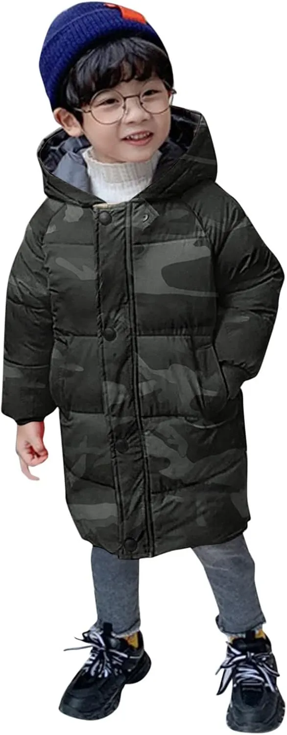 Girls Boys Winter Outerwear Hooded Down Coat Packable Lightweight Warm Puffer Down Jacket with F𝘂r Trimmed Hood