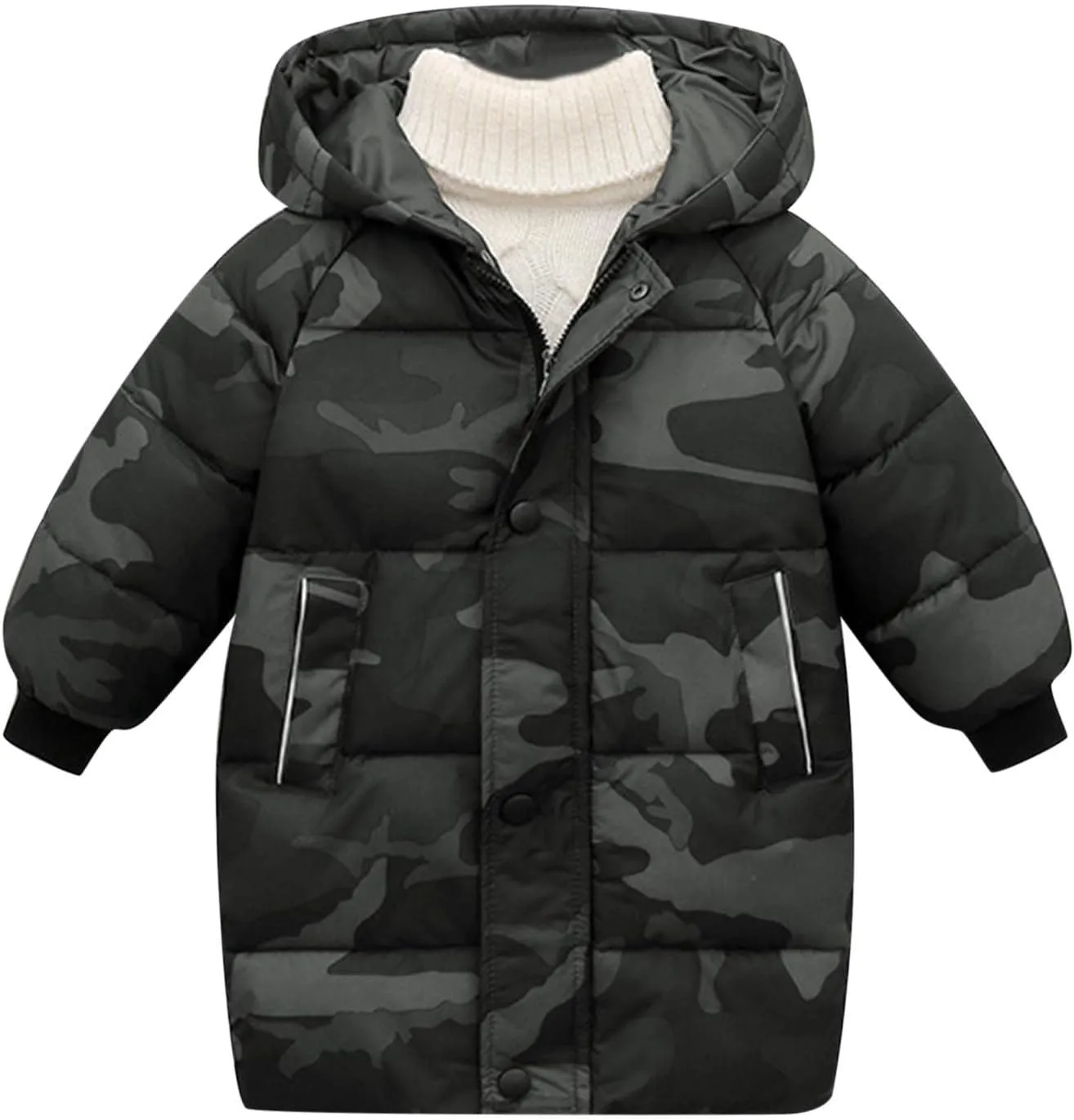 Girls Boys Winter Outerwear Hooded Down Coat Packable Lightweight Warm Puffer Down Jacket with F𝘂r Trimmed Hood