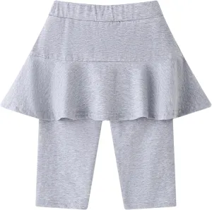 Girls' Knee Length Shorts with Skirt Capri Leggings Kids Summer Casual Sports Shorts 3-11 Years