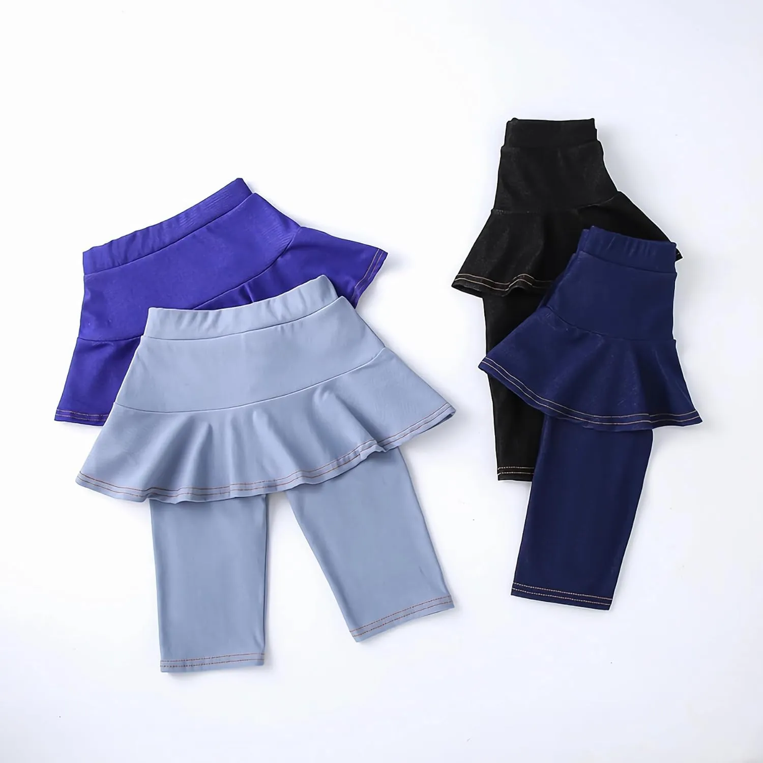 Girls' Knee Length Shorts with Skirt Capri Leggings Kids Summer Casual Sports Shorts 3-11 Years