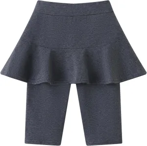 Girls' Knee Length Shorts with Skirt Capri Leggings Kids Summer Casual Sports Shorts 3-11 Years