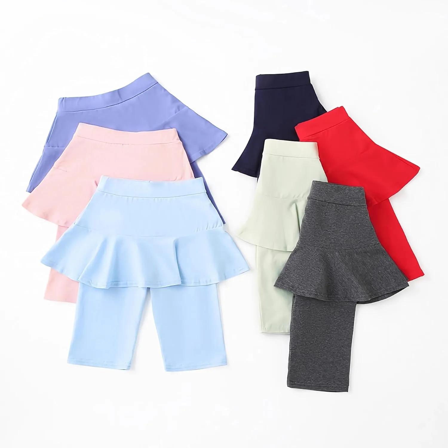 Girls' Knee Length Shorts with Skirt Capri Leggings Kids Summer Casual Sports Shorts 3-11 Years