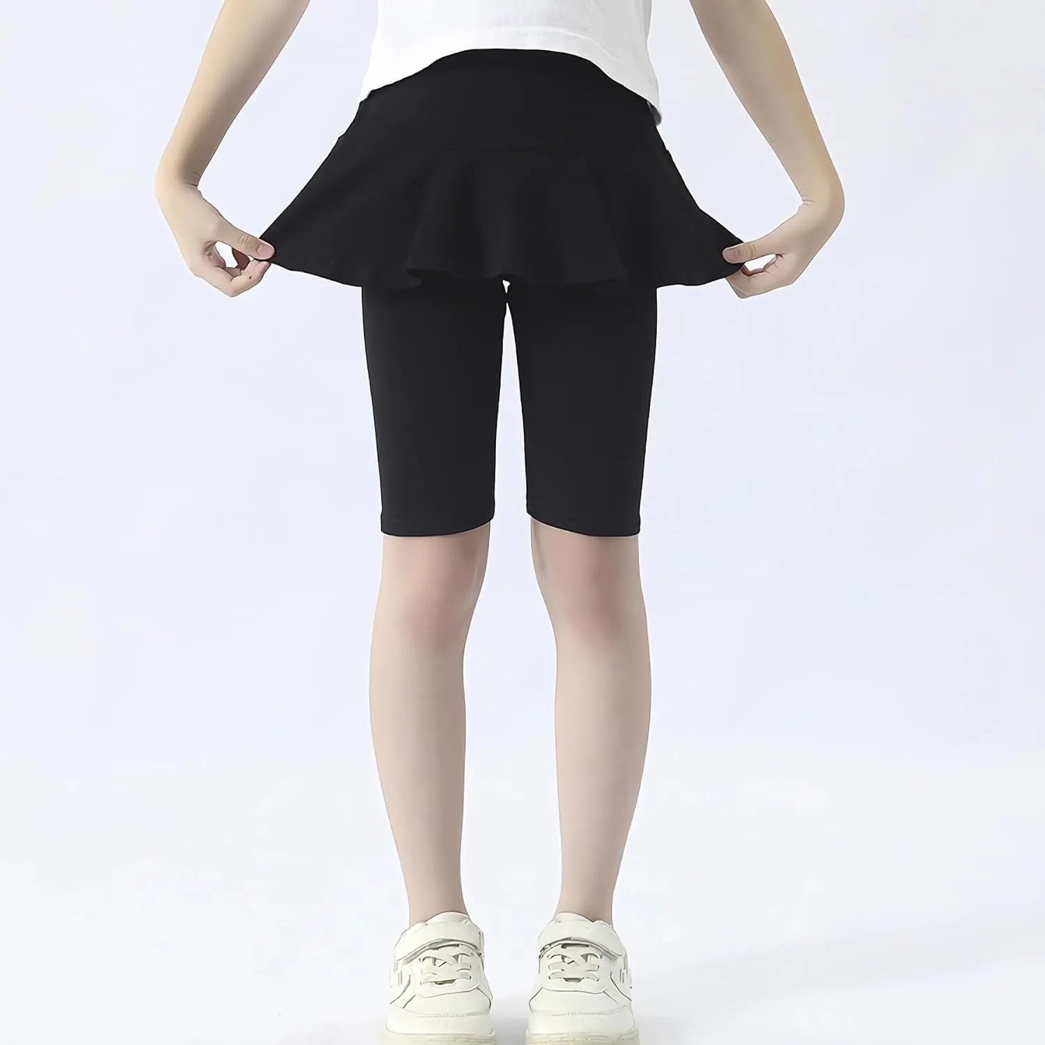 Girls' Knee Length Shorts with Skirt Capri Leggings Kids Summer Casual Sports Shorts 3-11 Years