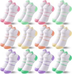 Girls Socks Kids Ankle Athletic Socks With Cushioned Sole for Girls 5-7 7-10 10-14