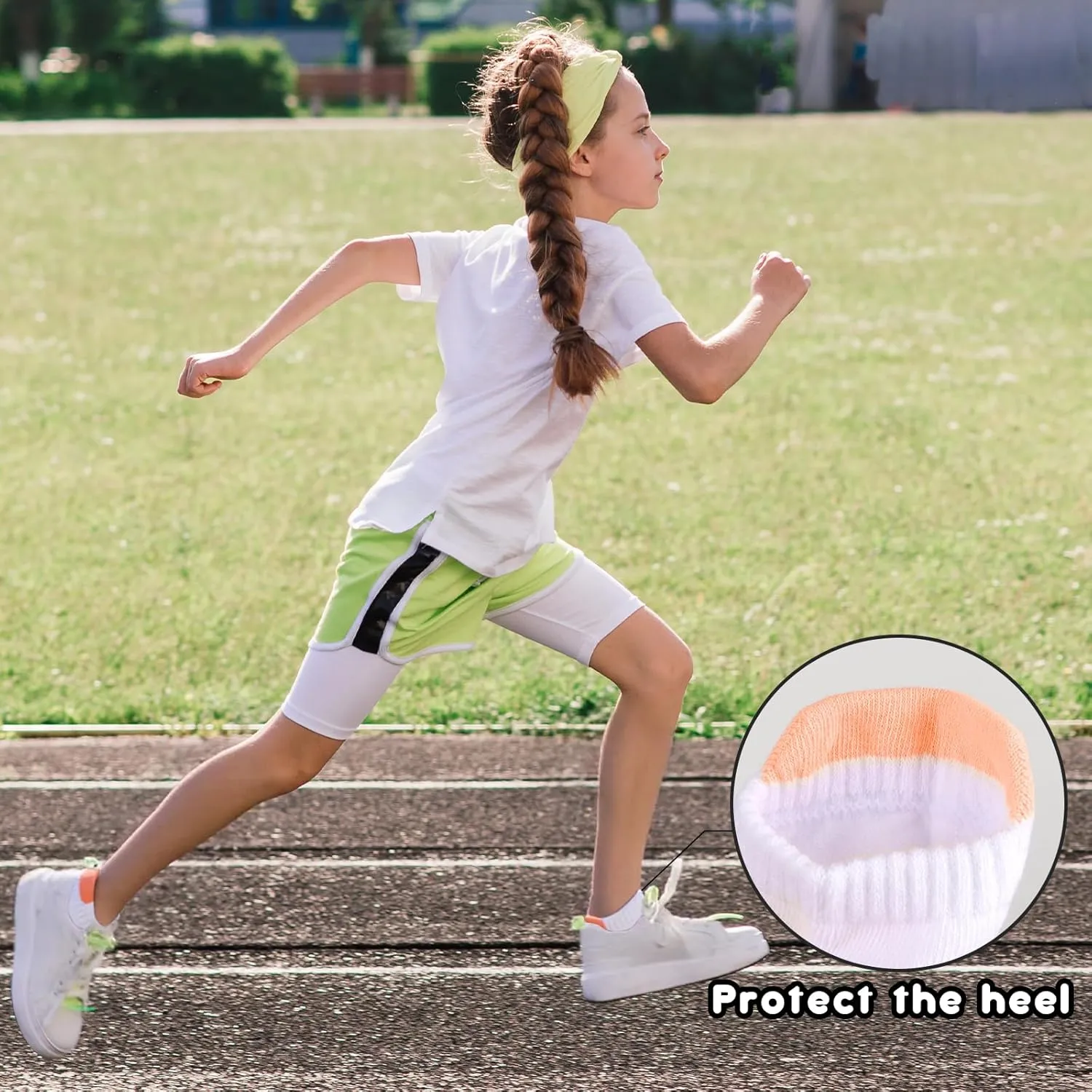 Girls Socks Kids Ankle Athletic Socks With Cushioned Sole for Girls 5-7 7-10 10-14