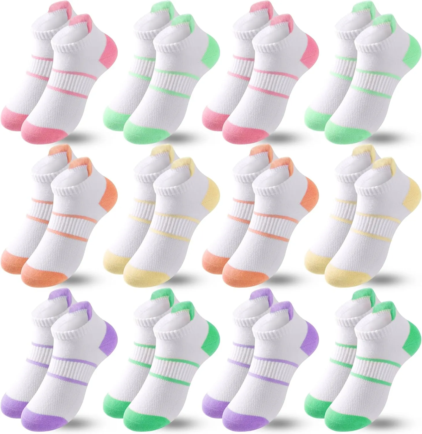Girls Socks Kids Ankle Athletic Socks With Cushioned Sole for Girls 5-7 7-10 10-14