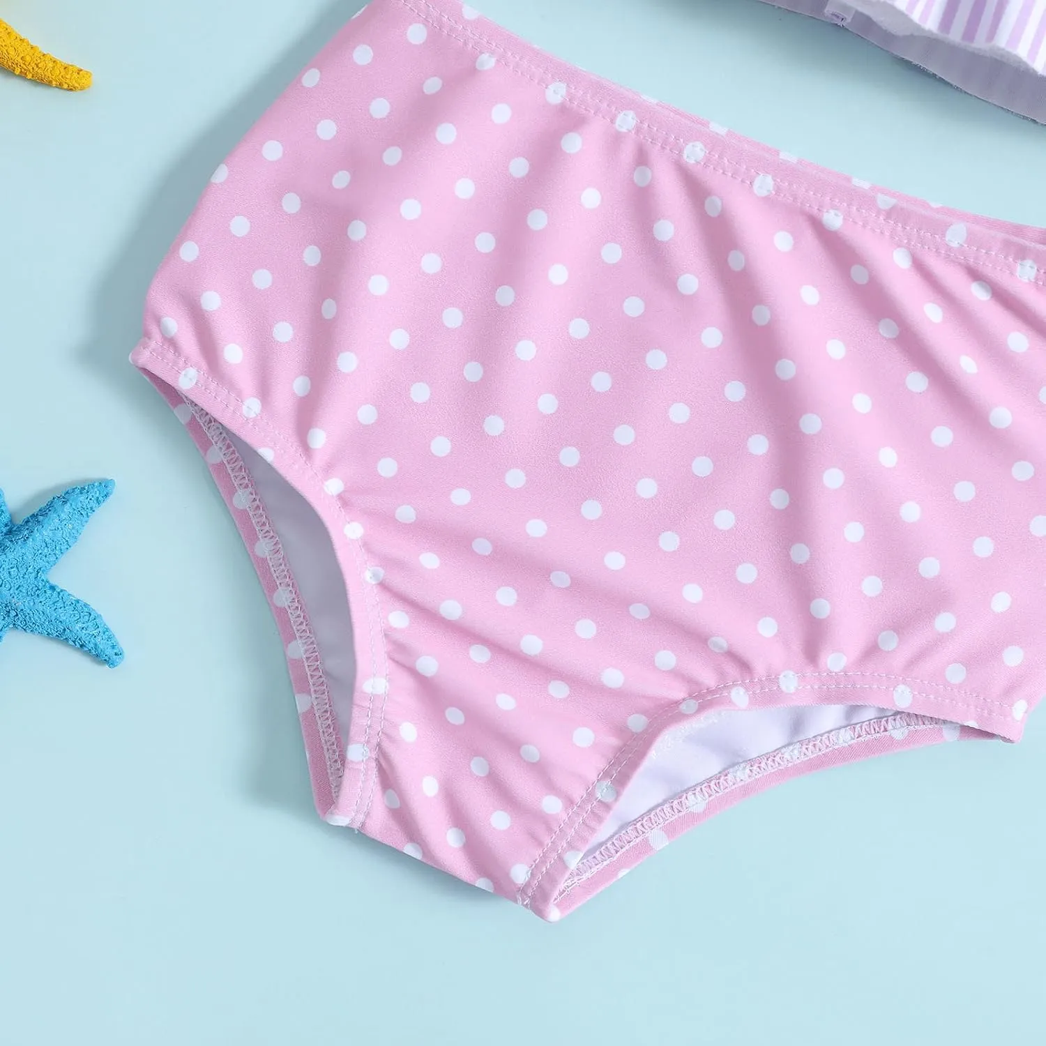 Girls' Tankini Sets High Waisted Quick Dry Summer Polka Dots Bikini Sets Casual Summer Beach Swimwear