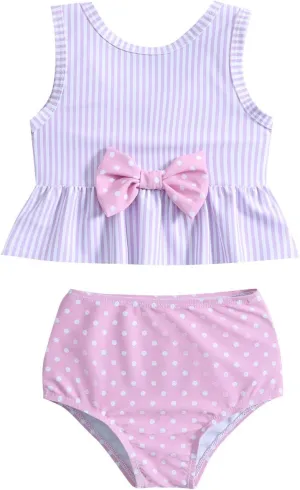 Girls' Tankini Sets High Waisted Quick Dry Summer Polka Dots Bikini Sets Casual Summer Beach Swimwear