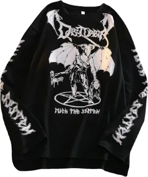 Gothic Cartoon Horror Graphic T-Shirt Women Character Print Loose Punk Japanese Pullover Top Harajuku Street Tees …