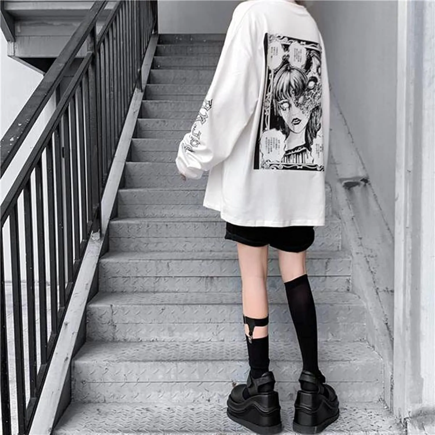 Gothic Cartoon Horror Graphic T-Shirt Women Character Print Loose Punk Japanese Pullover Top Harajuku Street Tees …