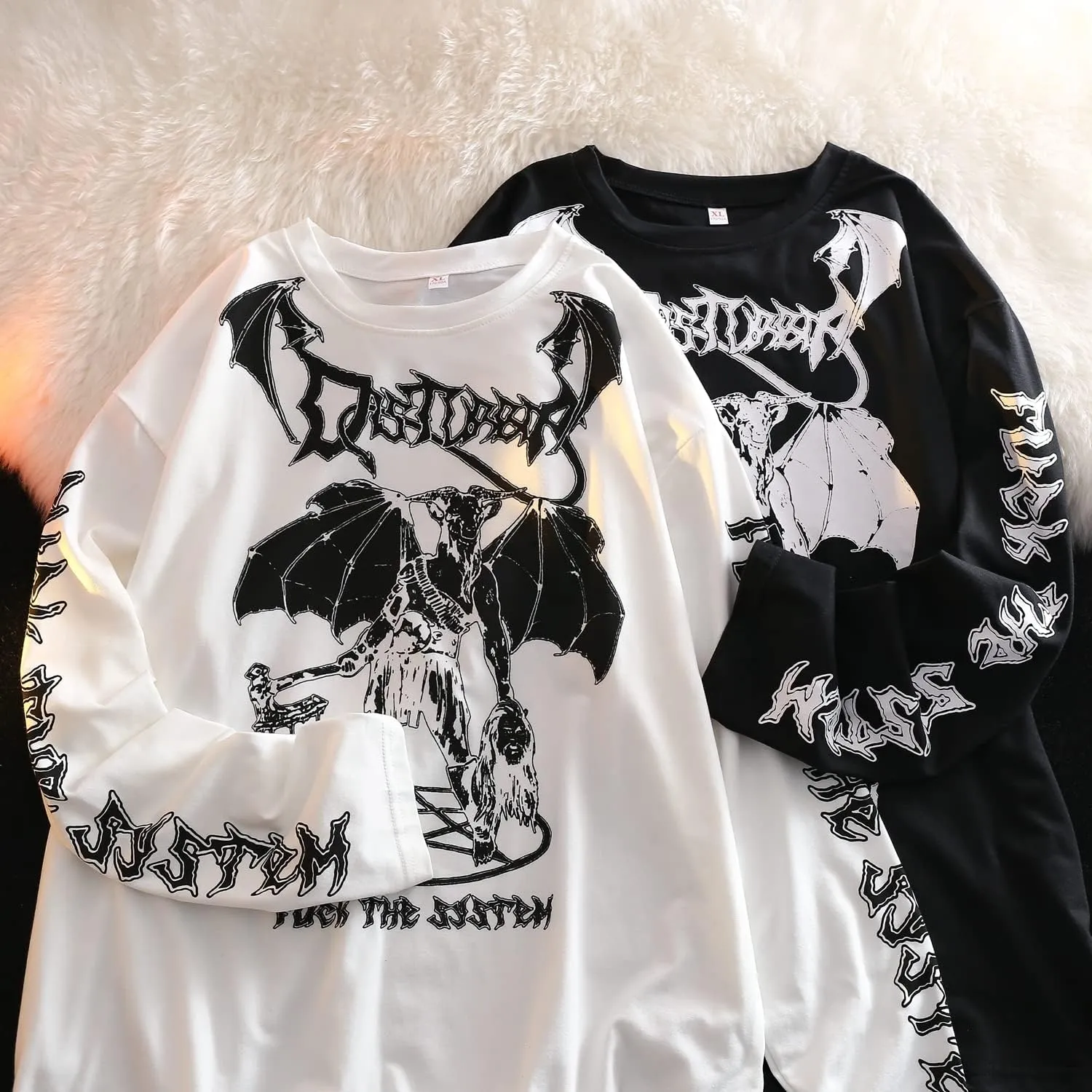 Gothic Cartoon Horror Graphic T-Shirt Women Character Print Loose Punk Japanese Pullover Top Harajuku Street Tees …