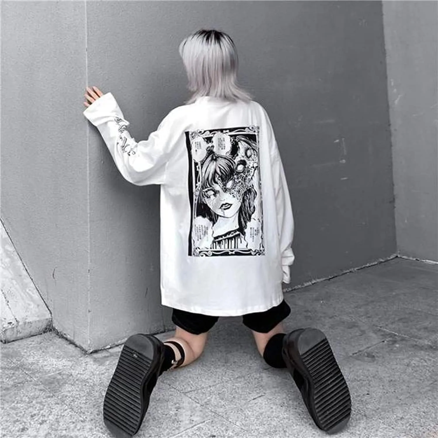 Gothic Cartoon Horror Graphic T-Shirt Women Character Print Loose Punk Japanese Pullover Top Harajuku Street Tees …