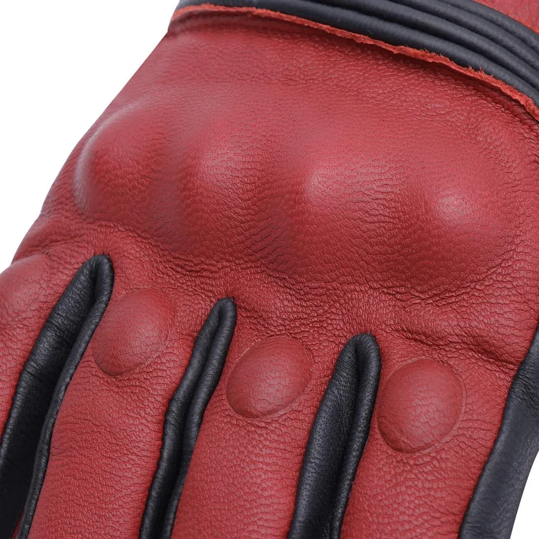 Harssidanzar Winter Motorcycle Glove,Mens Genuine Leather Full Finger Touchscreen Thermal Lined with Thinsulate Waterproof Motorcycles Motorbike Riding Gloves KM048,Oxblood-Black,Size L