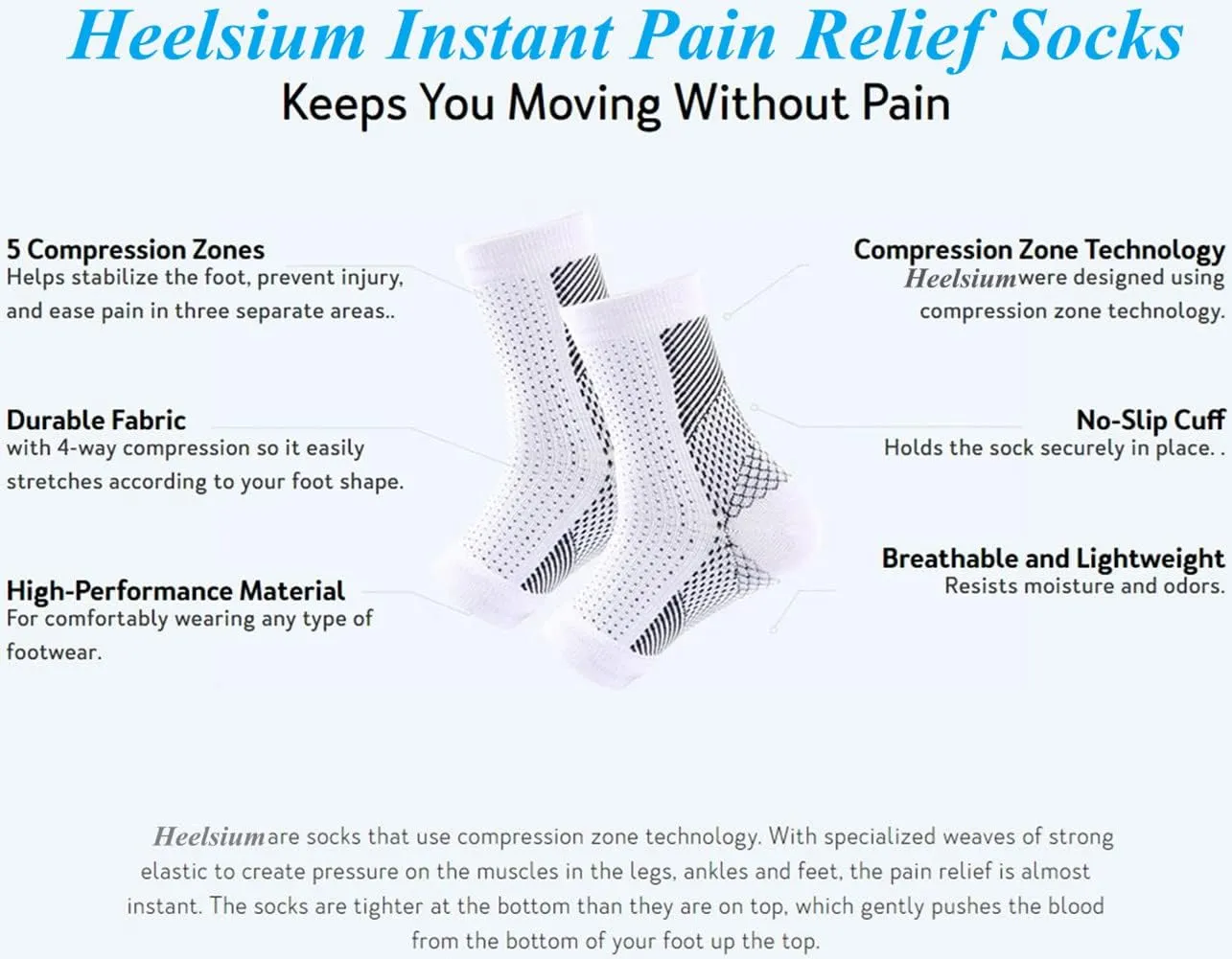 Heelsium Pain Relief Socks, Heelsium's Neuropathy Socks for Men Women, Heelsium Socks, Heelsium Compression Socks, Nerophathay Pain Relief Socks Plantar Fasciitis Socks