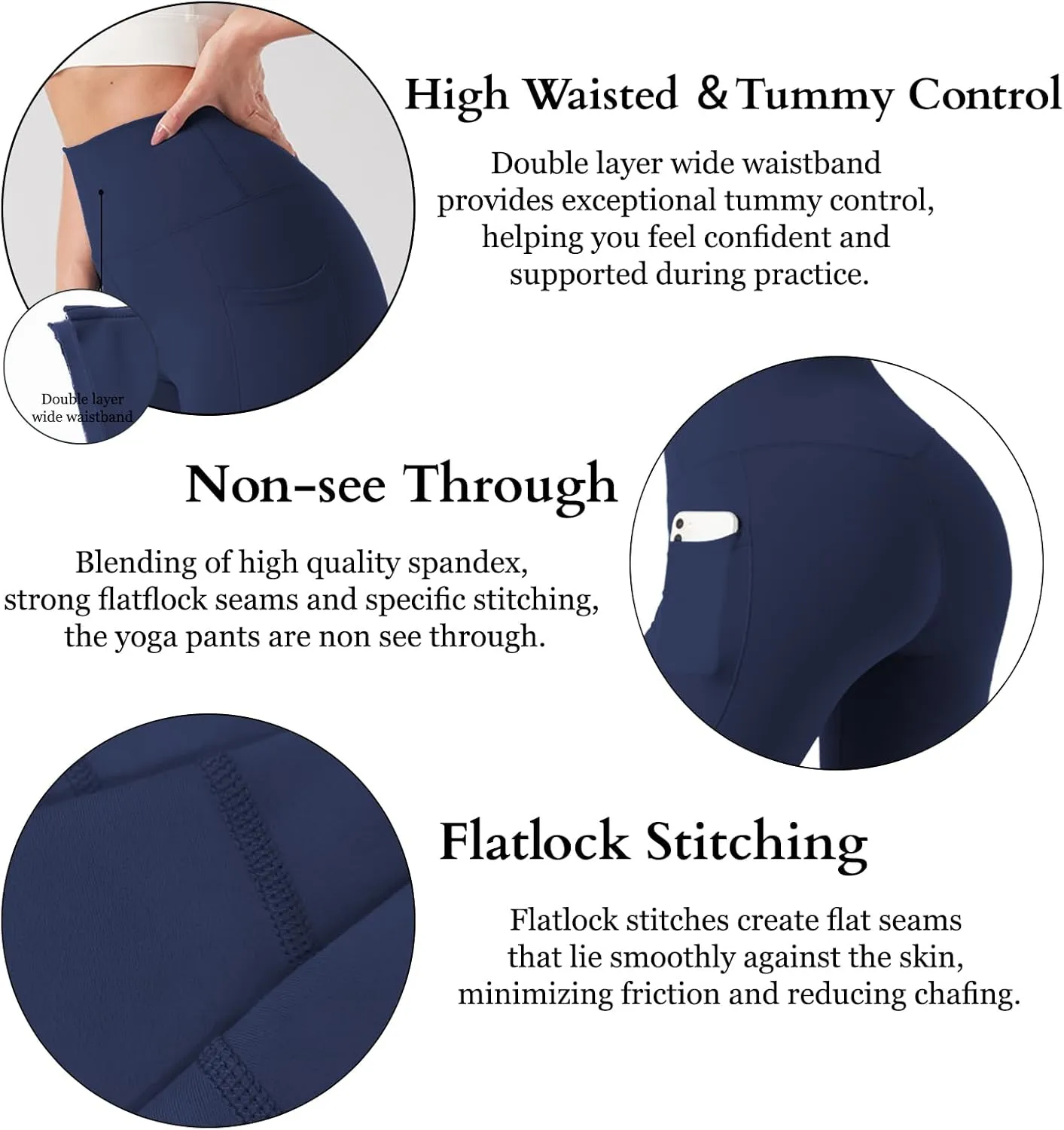 High Waisted Yoga Pants with Pockets, Tummy Control Workout Athletic Yoga Leggings for Women