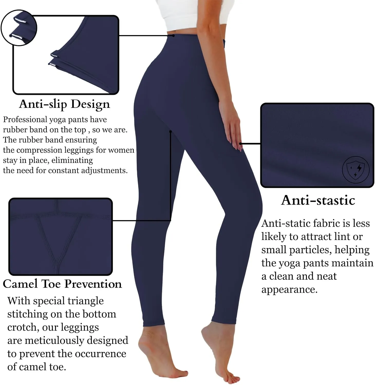 High Waisted Yoga Pants with Pockets, Tummy Control Workout Athletic Yoga Leggings for Women