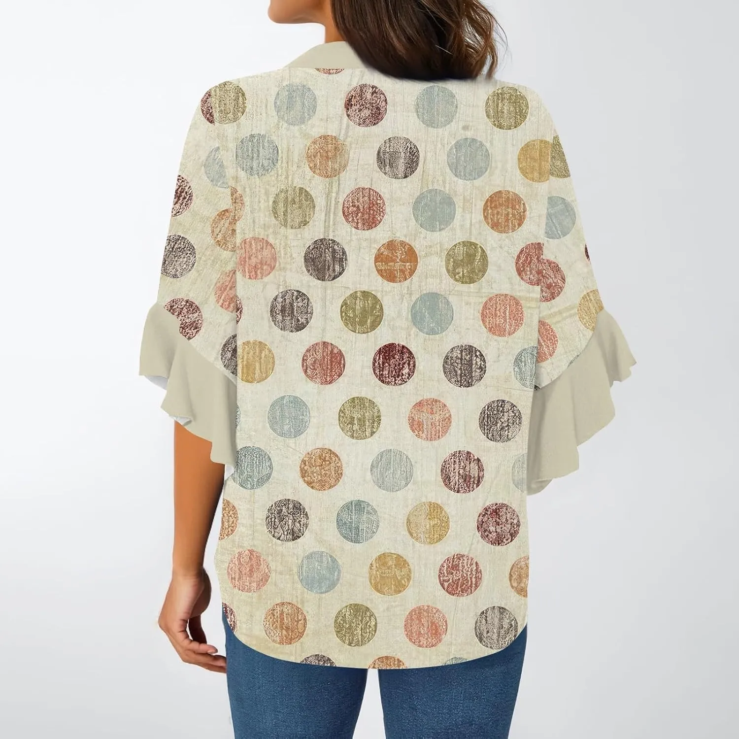 Hip Three Quarter Sleeve Plus Size Blouse Womens Summer Walking Printed T Shirts Ladies Loose Fit Comfy V