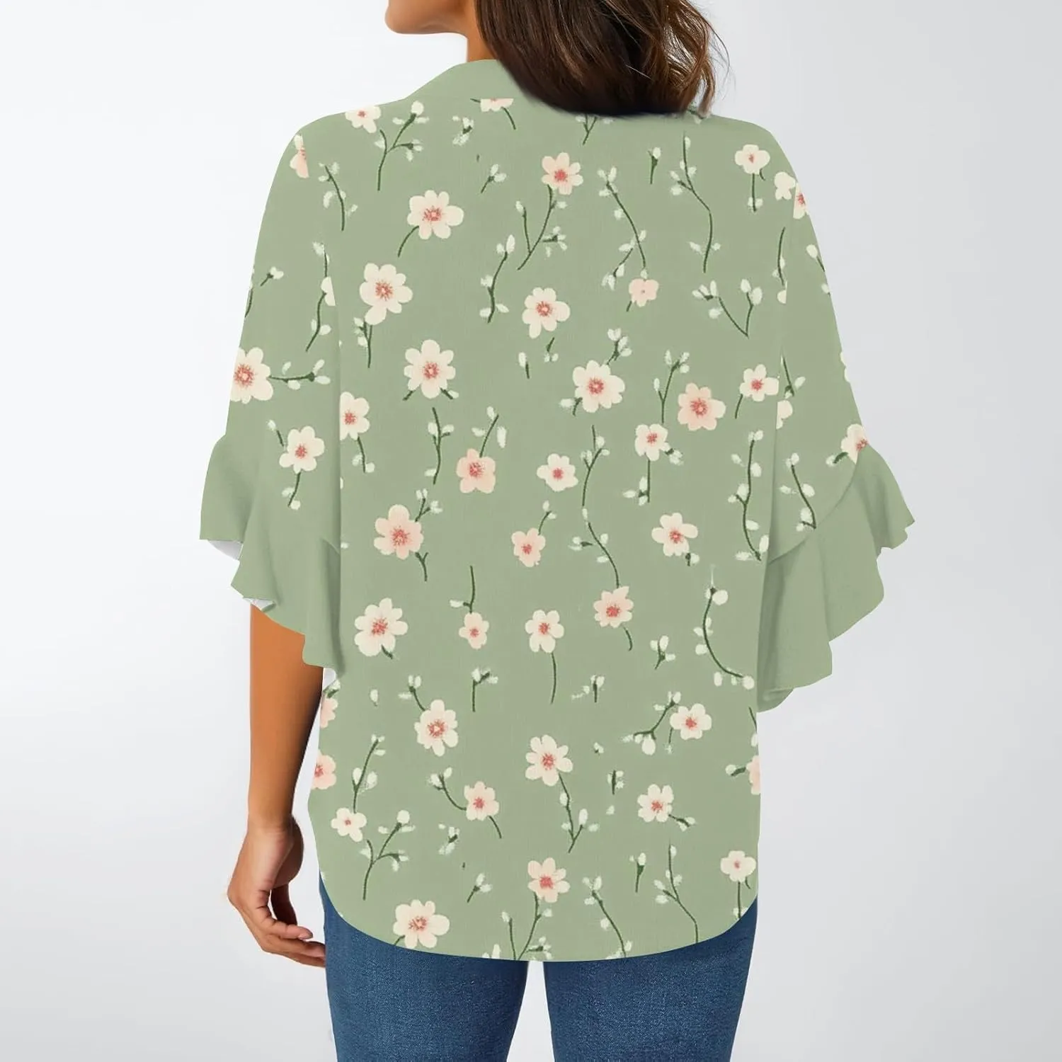 Hip Three Quarter Sleeve Plus Size Blouse Womens Summer Walking Printed T Shirts Ladies Loose Fit Comfy V