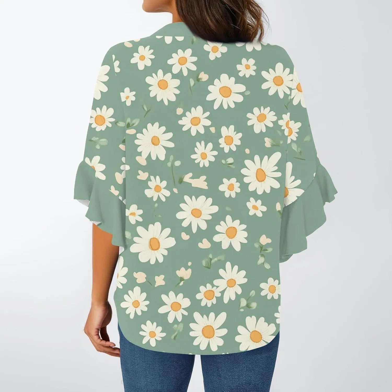 Hip Three Quarter Sleeve Plus Size Blouse Womens Summer Walking Printed T Shirts Ladies Loose Fit Comfy V