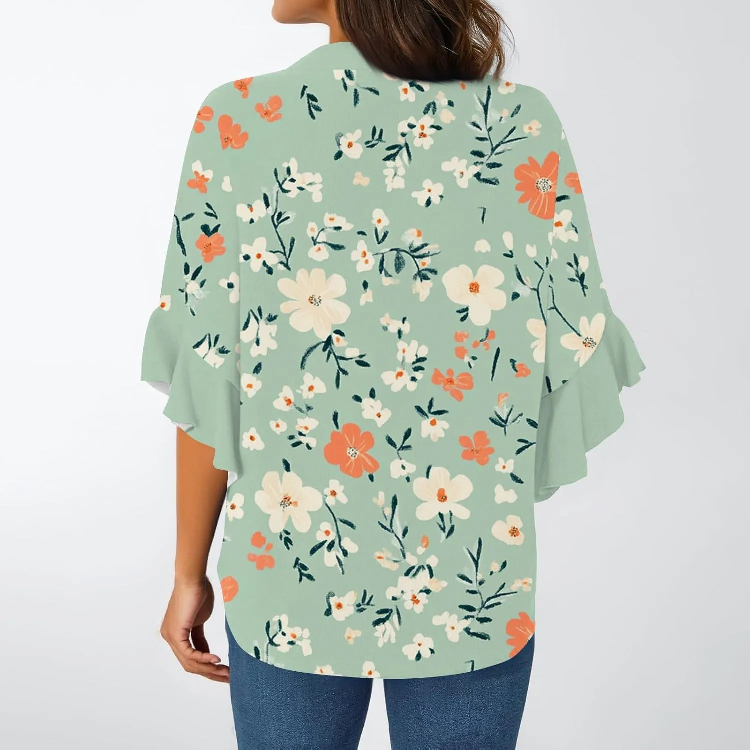 Hip Three Quarter Sleeve Plus Size Blouse Womens Summer Walking Printed T Shirts Ladies Loose Fit Comfy V