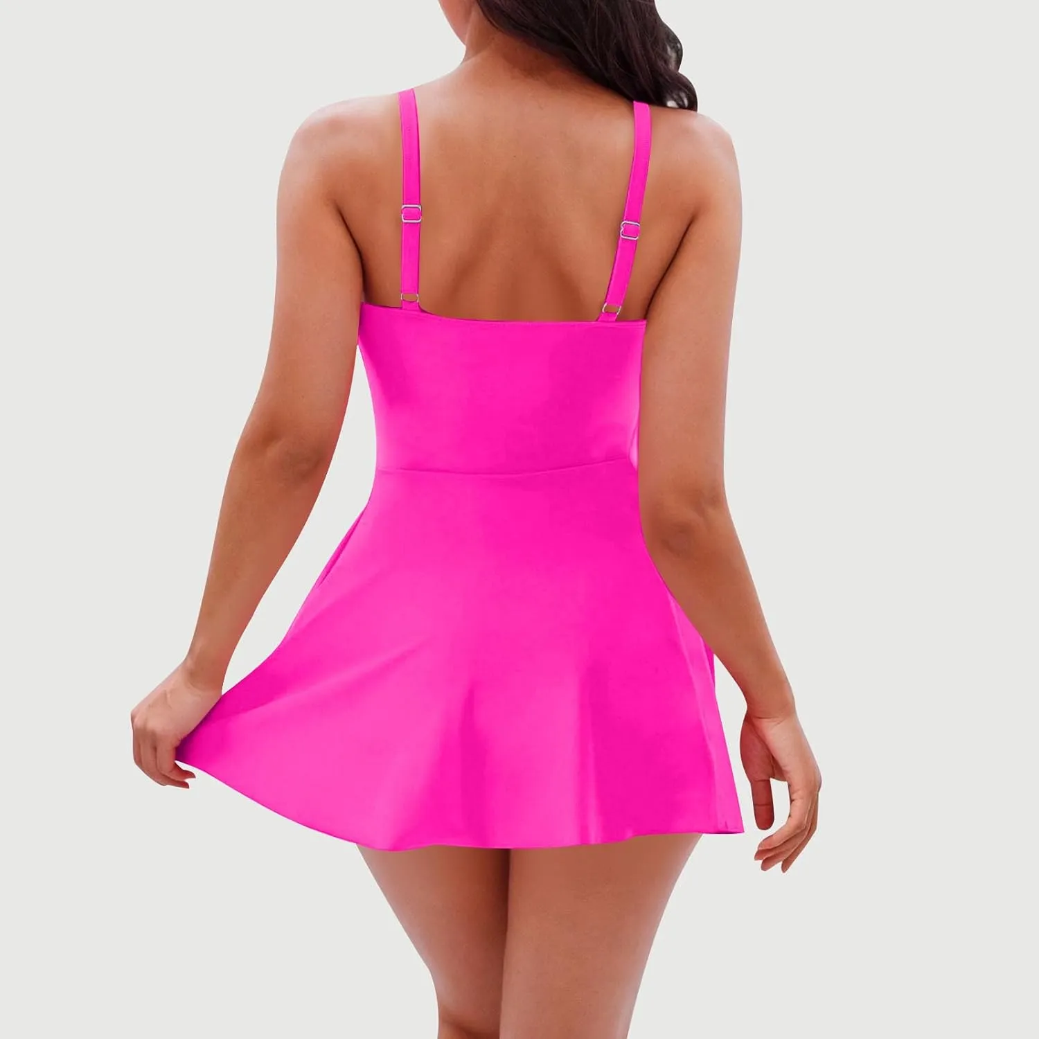 hlysgo One Piece Swimsuit Women Tummy Control Swim Dress Modest Bathing Suit Mesh Sarong Wraps Swim Suits for Teen Girls