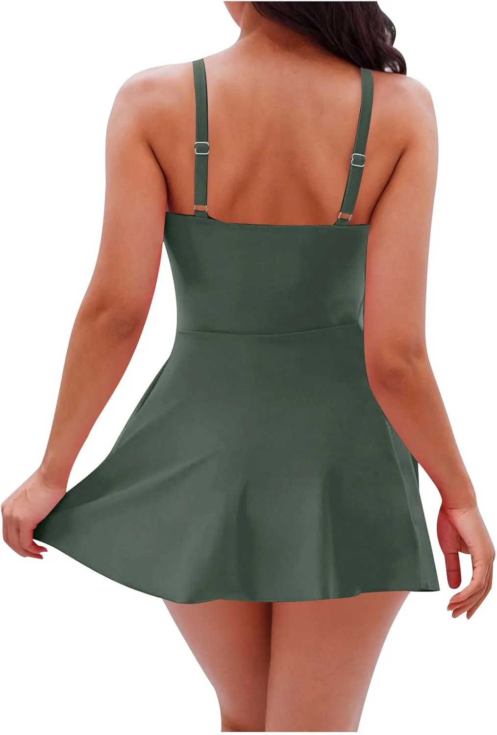 hlysgo One Piece Swimsuit Women Tummy Control Swim Dress Modest Bathing Suit Mesh Sarong Wraps Swim Suits for Teen Girls